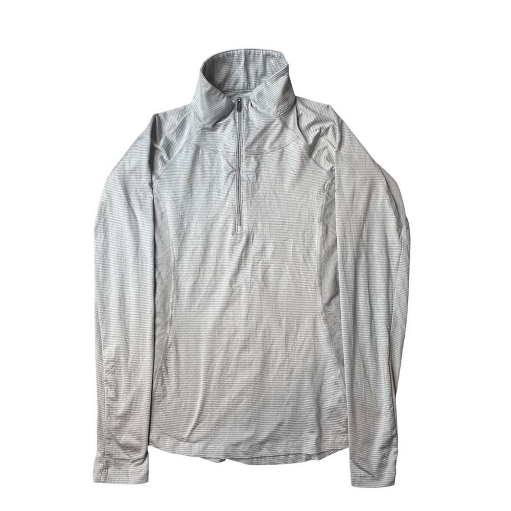 Columbia Pullover Womens XS Gray Striped Quarter Zip Long Sleeve Athletic Top‎
